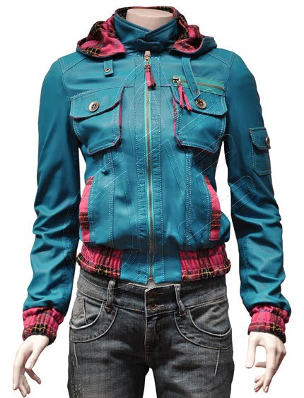 Women Leather Jacket - F - 54