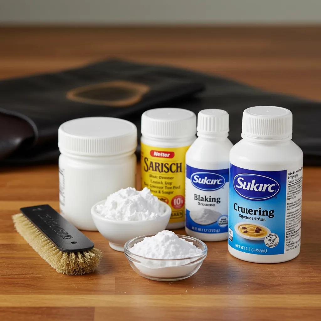 Household absorbents and leather item used to remove grease stains